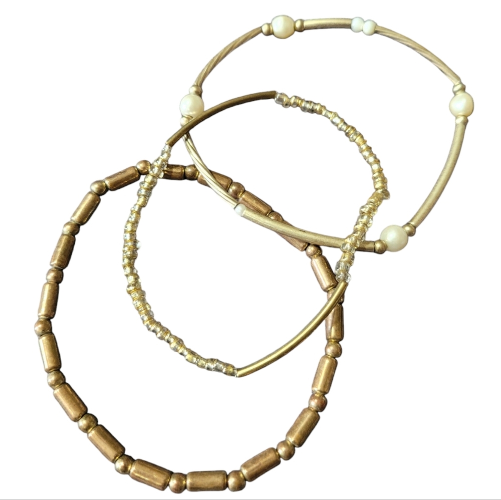 Bundle of 3 beaded stretch bracelets